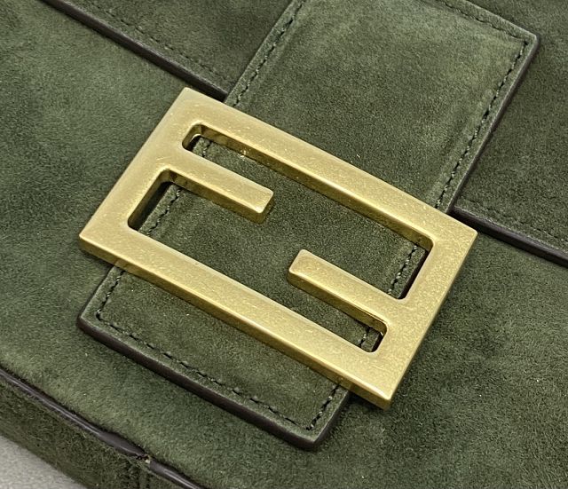 Fendi original suede medium baguette bag 8BR600 green