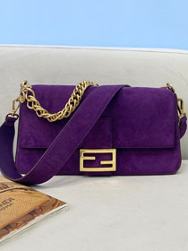 Fendi original suede medium baguette bag 8BR600 purple