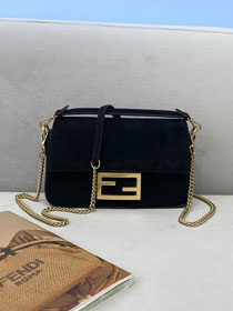 Fendi original suede mini baguette bag 8BS017 black