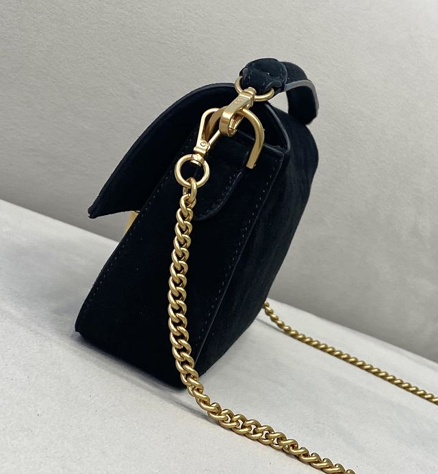 Fendi original suede mini baguette bag 8BS017 black