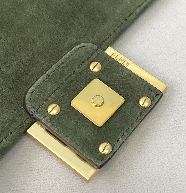 Fendi original suede mini baguette bag 8BS017 green