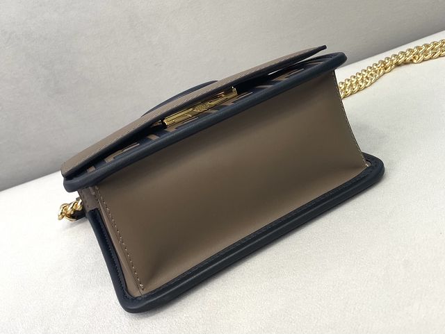 Fendi original calfskin kan I F small flap bag 8BT286 coffee