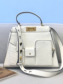 Fendi original calfskin medium peekaboo bag 8BN240A white