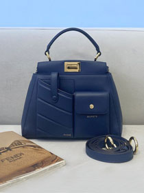 Fendi original calfskin small peekaboo bag 8BN244A navy blue