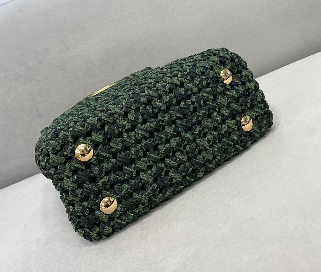 Fendi tweed small peekaboo bag 8BN244 green