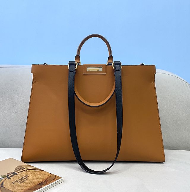 Fendi original calfskin large X-Tote bag 8BH374 brown