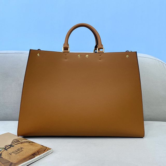 Fendi original calfskin large X-Tote bag 8BH374 brown