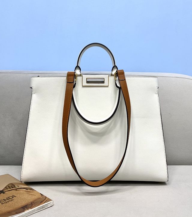 Fendi original calfskin medium X-Tote bag 8BH375 white