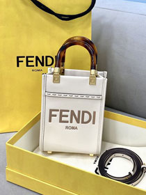 Fendi original calfskin mini sunshine shopper bag 8BS051 white