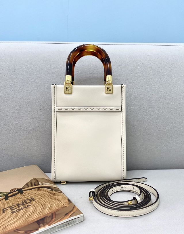 Fendi original calfskin mini sunshine shopper bag 8BS051 white