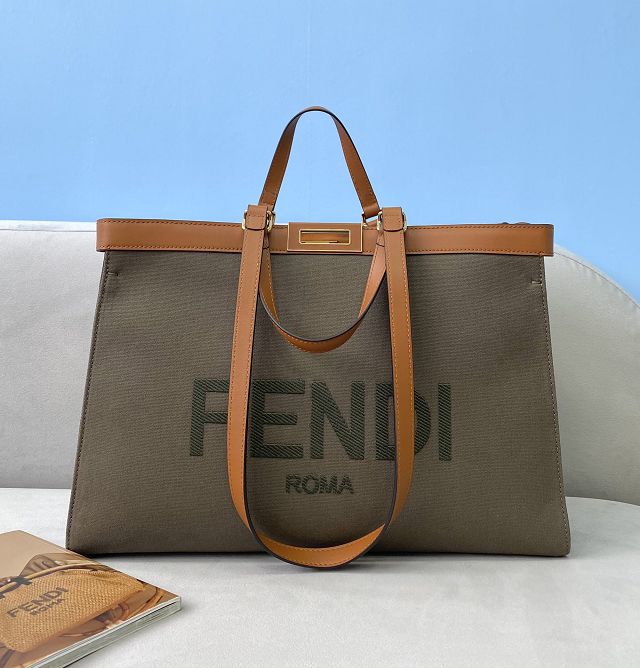 Fendi original canvas large X-Tote bag 8BH374-2 green