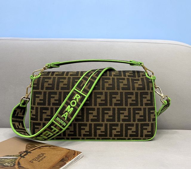 Fendi original canvas large baguette bag 8BR795 brown&green