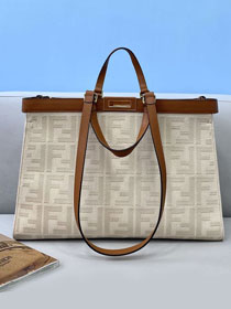 Fendi original canvas large X-Tote bag 8BH374 beige&brown