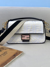 Fendi original canvas medium baguette bag 8BR600 white&black