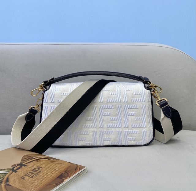 Fendi original canvas medium baguette bag 8BR600 white&black