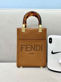 Fendi original calfskin mini sunshine shopper bag 8BS051 brown