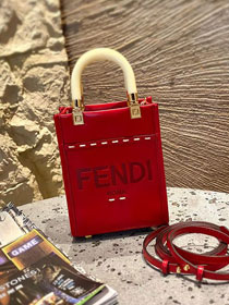 Fendi original calfskin mini sunshine shopper bag 8BS051 red