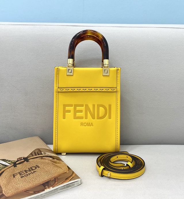 Fendi original calfskin mini sunshine shopper bag 8BS051 yellow