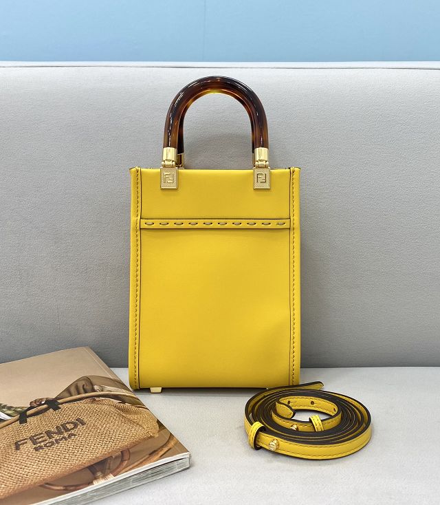 Fendi original calfskin mini sunshine shopper bag 8BS051 yellow