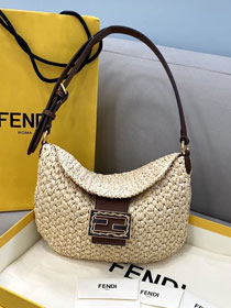 Fendi raffua small shoulder bag shopper bag 8BR790 beige