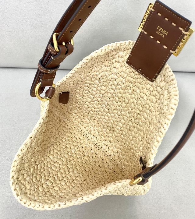 Fendi raffua small shoulder bag shopper bag 8BR790 beige