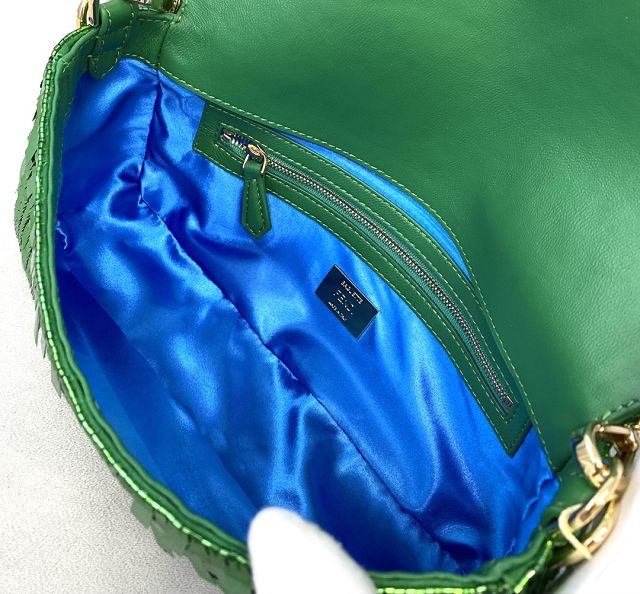 Fendi sequined medium baguette bag 8BS044 green