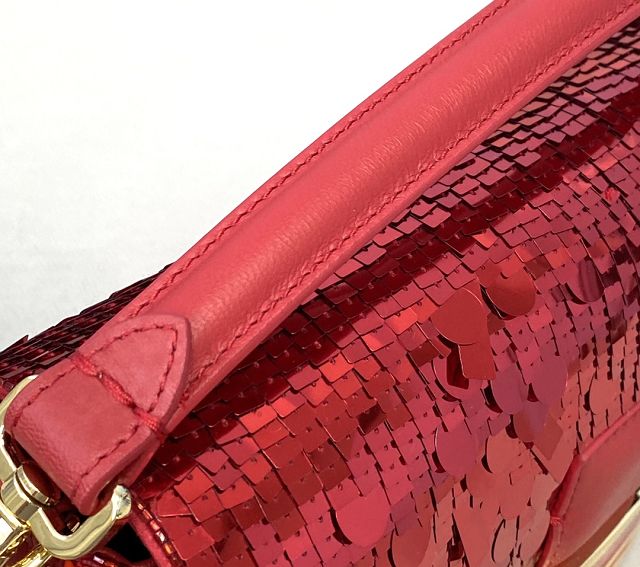 Fendi sequined medium baguette bag 8BS044 red