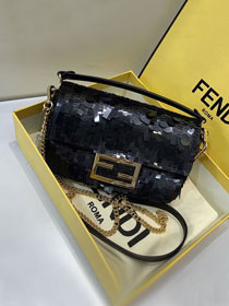 Fendi sequined mini baguette bag 8BS017 black