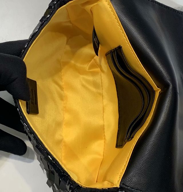 Fendi sequined mini baguette bag 8BS017 black
