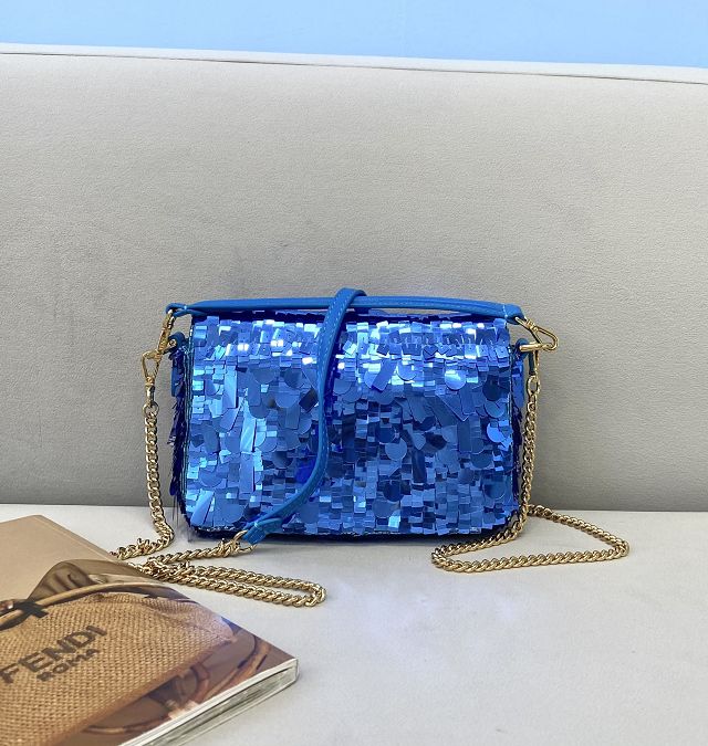 Fendi sequined mini baguette bag 8BS017 blue