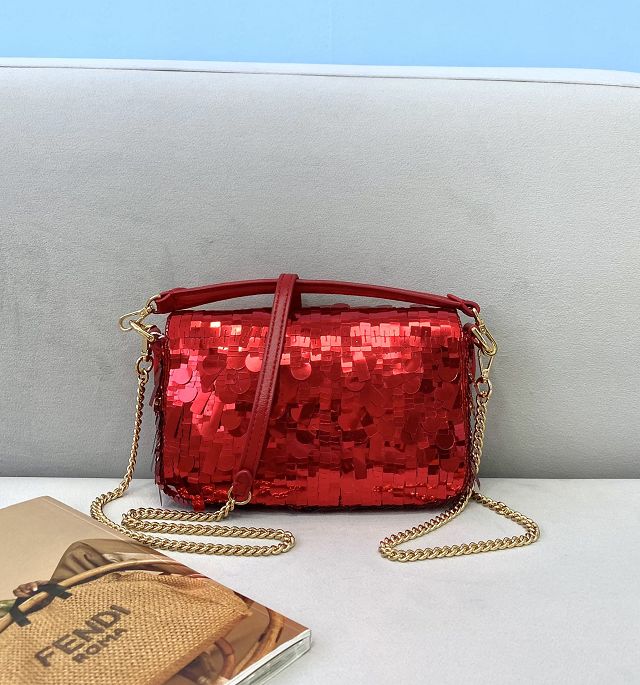 Fendi sequined mini baguette bag 8BS017 red