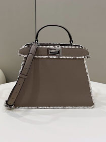 Fendi original calfskin&python small peekaboo ISeeU bag 8BN327 grey