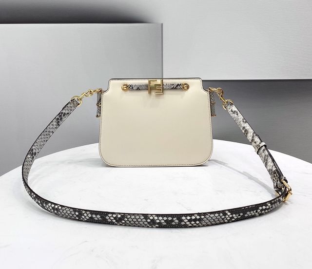 Fendi original calfskin&python touch gusseted bag 8BT349 white