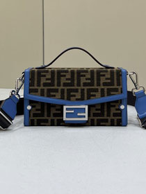 Fendi original canvas baguette soft trunk bag 7VA565 blue