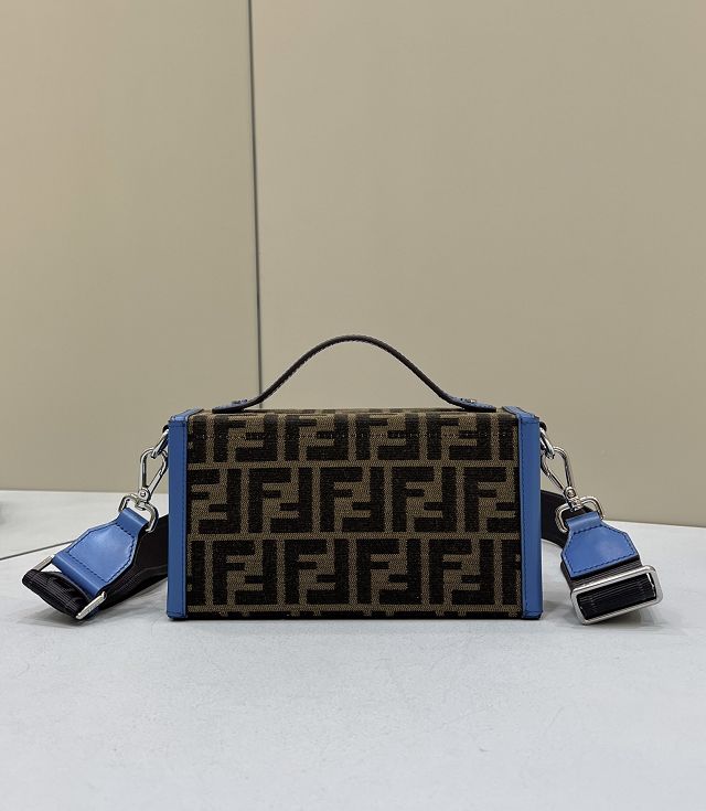 Fendi original canvas baguette soft trunk bag 7VA565 blue