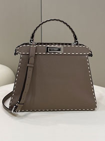 Fendi original grained calfskin medium peekaboo ISeeU bag 8BN321 grey