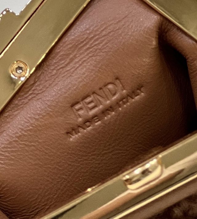 Fendi original sheepskin first nano bag 7AS051 brown