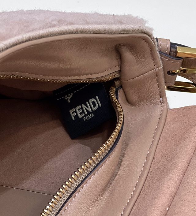 Fendi sheepfur medium double flap baguette bag 8BR791 pink