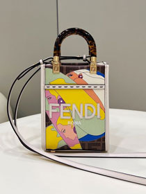 Fendi fabric mini sunshine shopper bag 8BS051 white