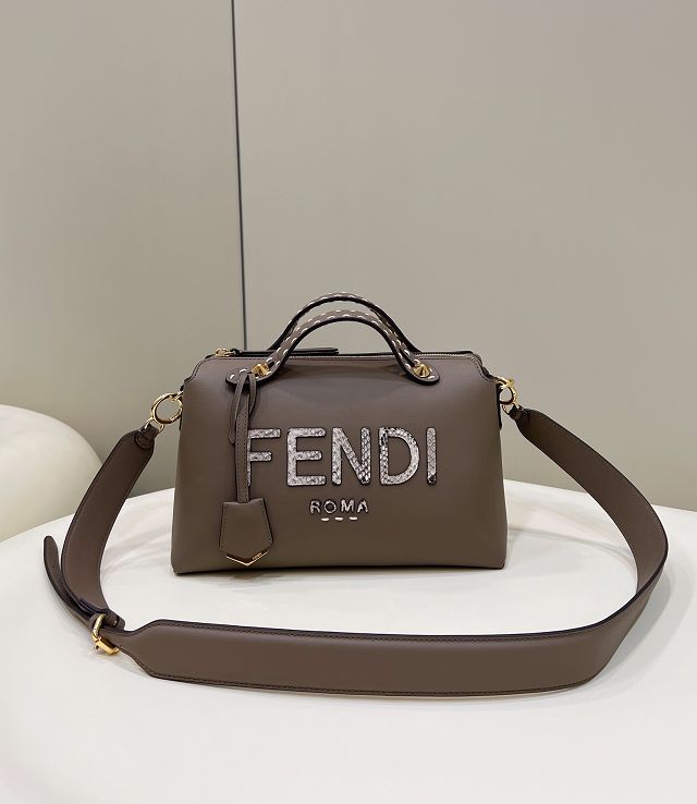 Fendi original calfskin medium by the way boston bag 8BL146 grey