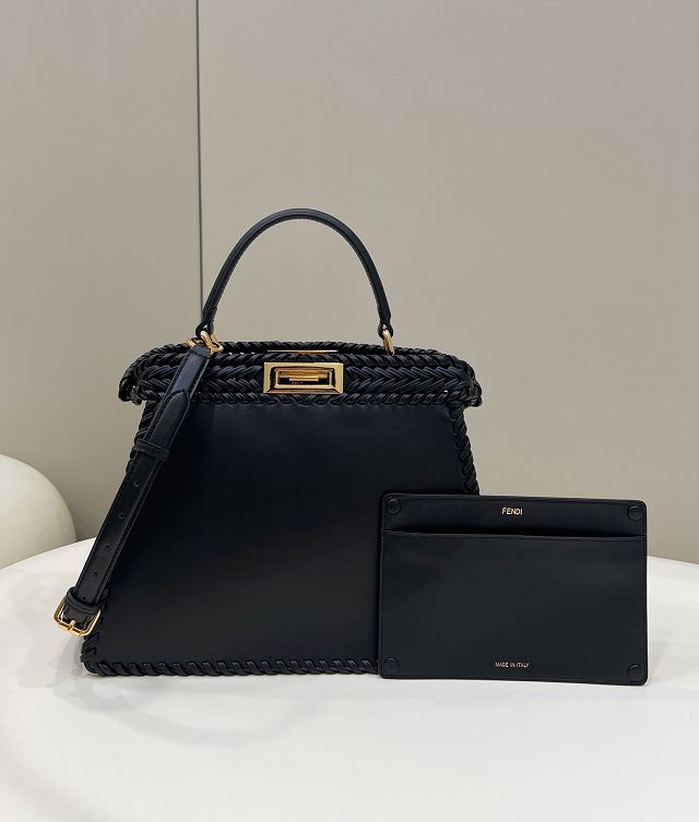 Fendi original calfskin medium peekaboo ISeeU bag 8BN321-3 black