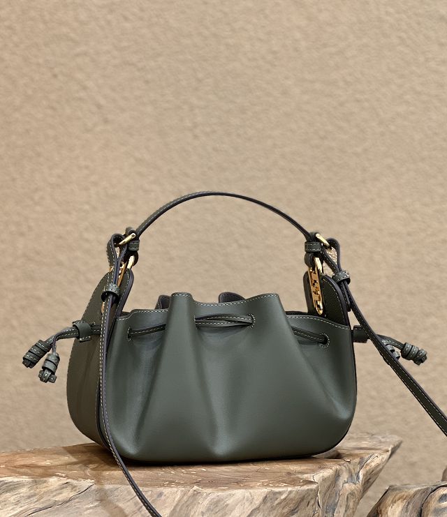 Fendi original calfskin mini pomodorino bag 8BS059 dark green