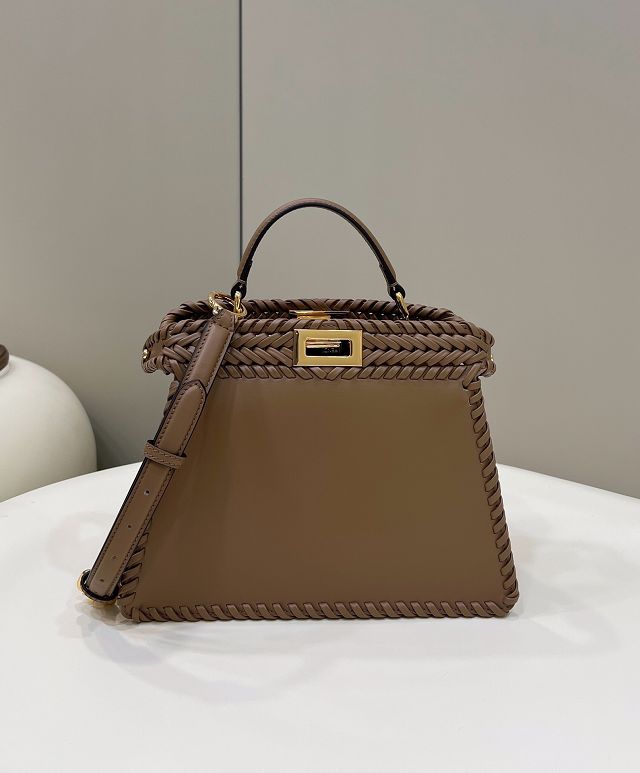 Fendi original calfskin small peekaboo ISeeU bag 8BN327-3 dark brown