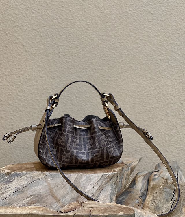 Fendi original fabric mini pomodorino bag 8BS059 brown