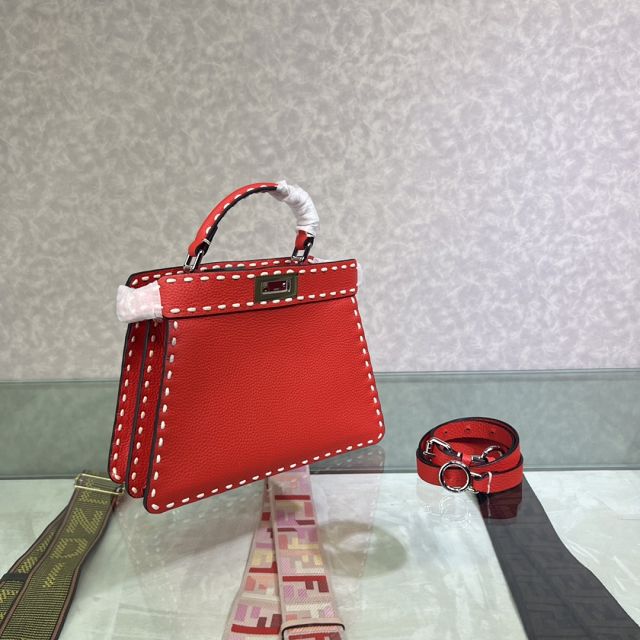 Fendi original grained calfskin small peekaboo ISeeU bag 8BN327 red