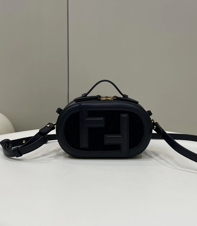 Fendi original suede O-Lock mini camera case 8BS058 black