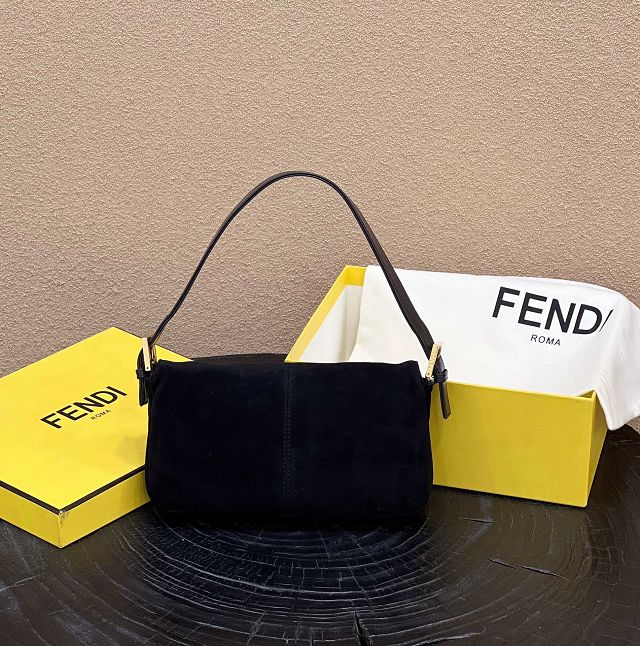 Fendi suede medium 1997 baguette bag 8BR339 black