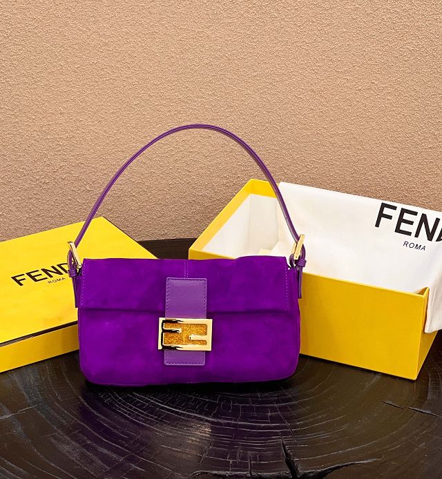 Fendi suede medium 1997 baguette bag 8BR339 purple