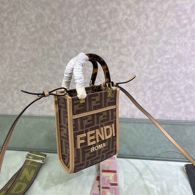 Fendi canvas mini sunshine shopper bag 8BS051 coffee