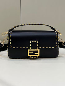 Fendi original calfskin medium baguette bag 8BR600 black